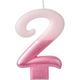 Metallic Dipped Pink Number 2 Birthday Candle 3 1/4in